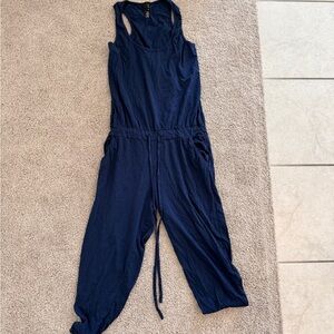 bobi Navy Sleeveless Drawstring Jumpsuit